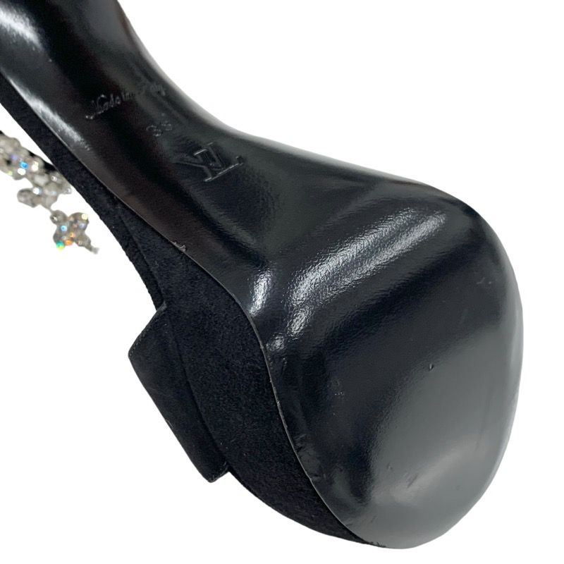 Louis Vuitton Sandals Shoes Suede Black Silver Bijou Logo