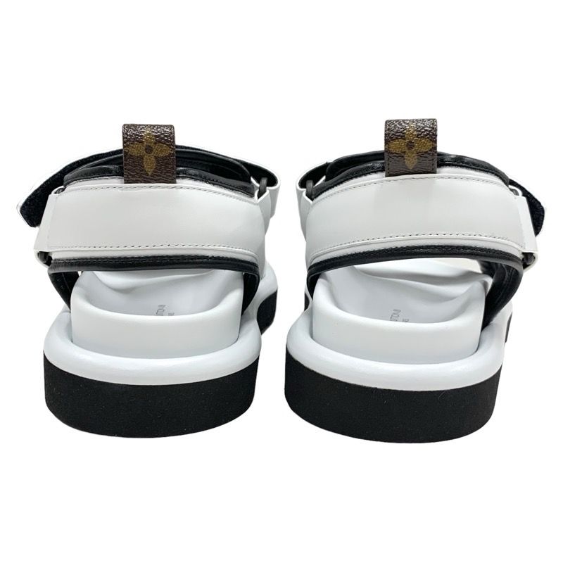 Louis Vuitton Pool Pillow Line Sandals Shoes Leather White Black White Unused