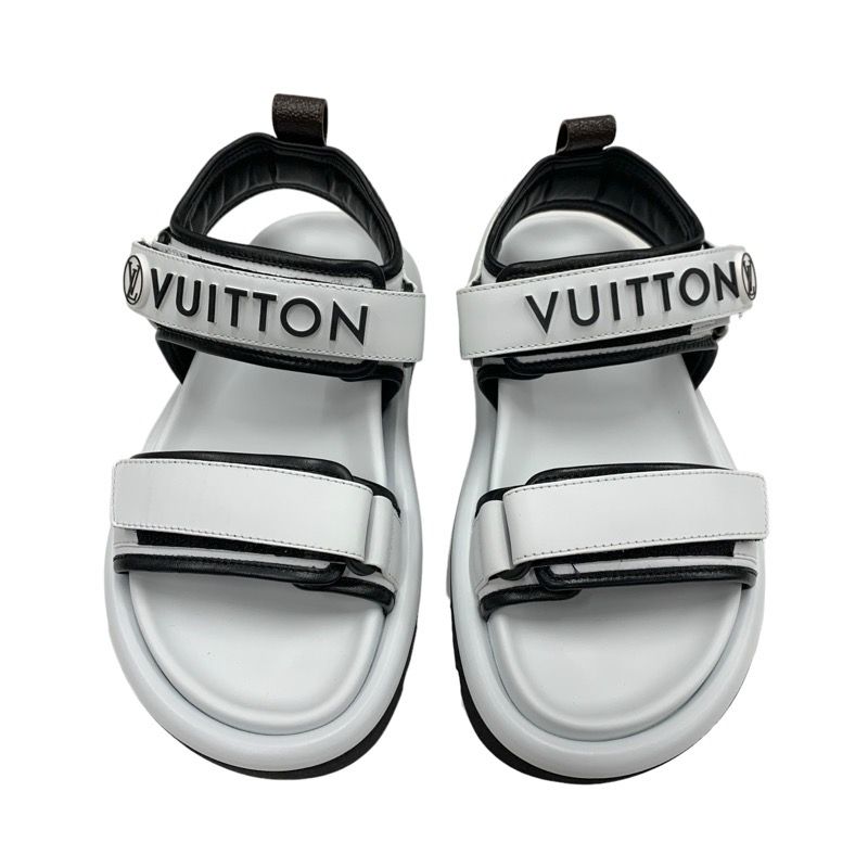 Louis Vuitton Pool Pillow Line Sandals Shoes Leather White Black White Unused