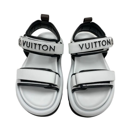 Louis Vuitton Pool Pillow Line Sandals Shoes Leather White Black White Unused