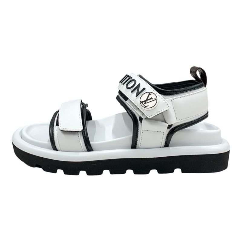 Louis Vuitton Pool Pillow Line Sandals Shoes Leather White Black White Unused