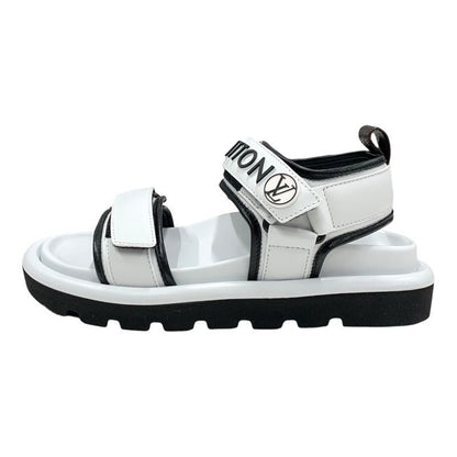 Louis Vuitton Pool Pillow Line Sandals Shoes Leather White Black White Unused