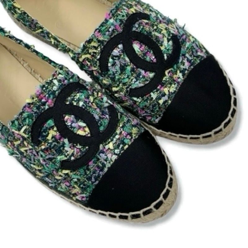 Chanel Flat Shoes Fabric Multicolor Here Mark Espadrilles