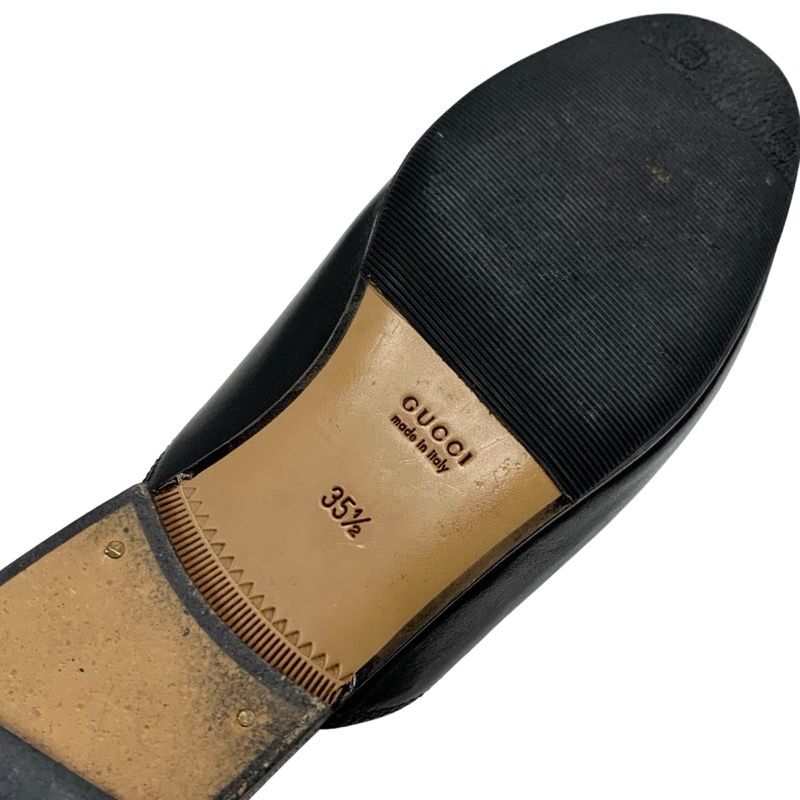 Gucci Prince Town Flat Shoes Leather Black Gold Slipper Sandals Mule Horsebit