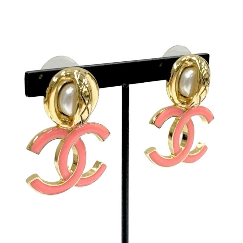 Chanel Earrings Earring Gold Pink Here Mark