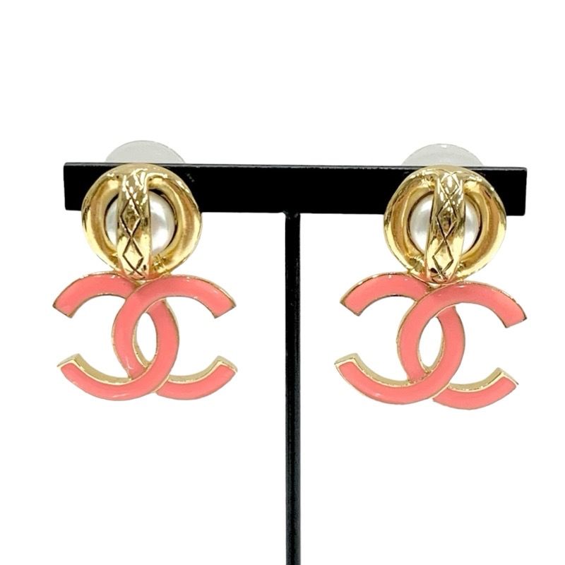 Chanel Earrings Earring Gold Pink Here Mark