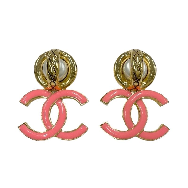 Chanel Earrings Earring Gold Pink Here Mark