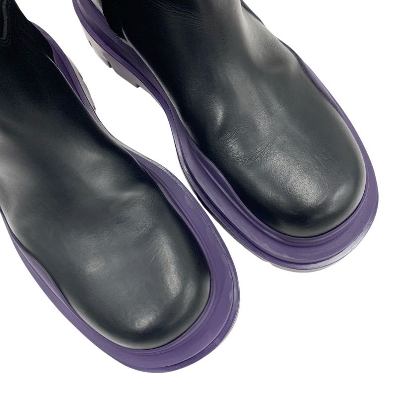 Bottega Veneta Tire Boots Long Boots Shoes Leather Black Purple