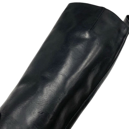 Bottega Veneta Tire Boots Long Boots Shoes Leather Black Purple