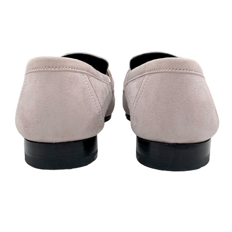 Hermes Paris Loafers Leather Shoes Suede Pink Silver Moccasins Flat Shoes