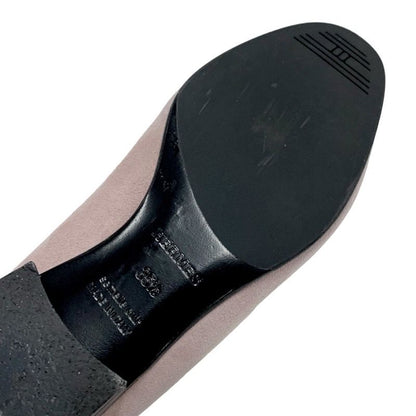 Hermes Paris Loafers Leather Shoes Suede Pink Silver Moccasins Flat Shoes