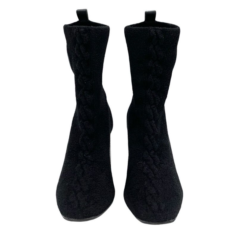Hermes Jenna Boots Short Boots Shoes Chenille Leather Black Socks Boots