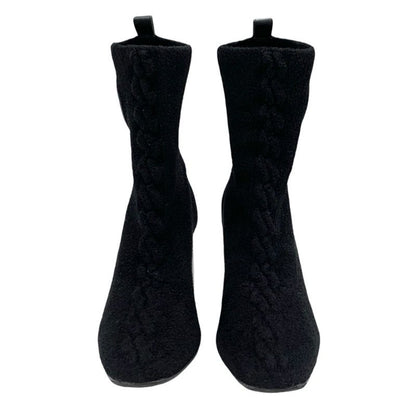Hermes Jenna Boots Short Boots Shoes Chenille Leather Black Socks Boots