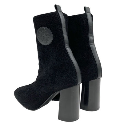 Hermes Jenna Boots Short Boots Shoes Chenille Leather Black Socks Boots