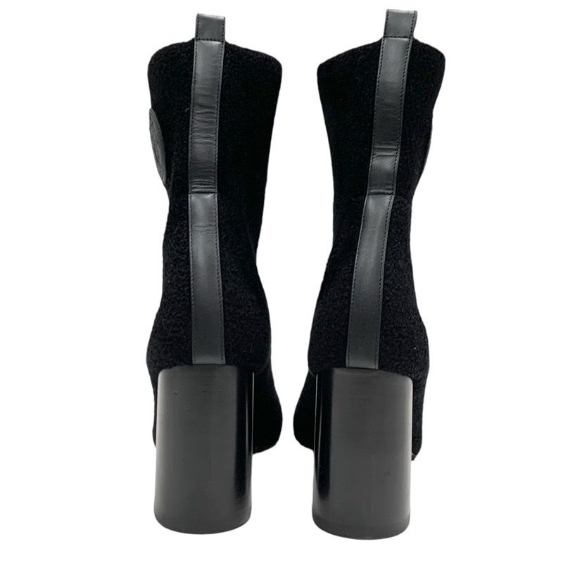 Hermes Jenna Boots Short Boots Shoes Chenille Leather Black Socks Boots