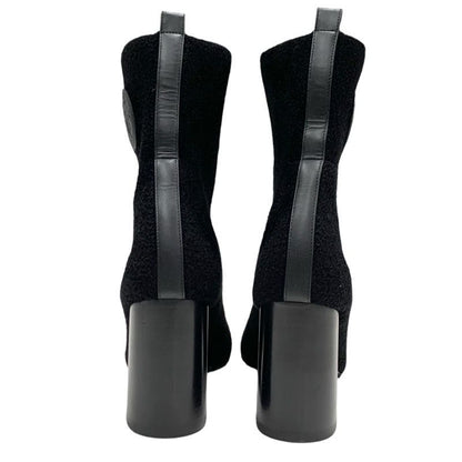 Hermes Jenna Boots Short Boots Shoes Chenille Leather Black Socks Boots