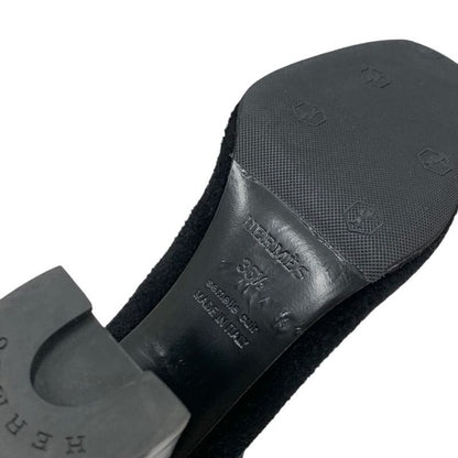 Hermes Jenna Boots Short Boots Shoes Chenille Leather Black Socks Boots