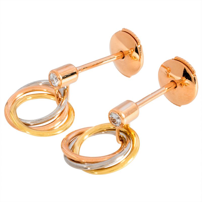 Cartier Trinity Earrings Diamond 18K Yellow Gold 35g 18K Pink Gold 18K White