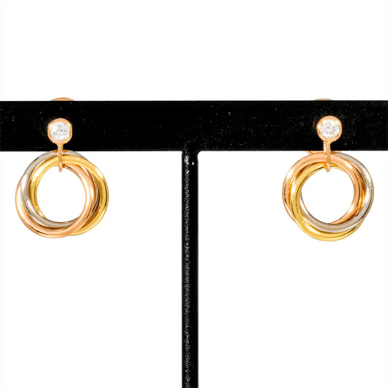 Cartier Trinity Earrings Diamond 18K Yellow Gold 35g 18K Pink Gold 18K White