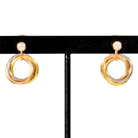 Cartier Trinity Earrings Diamond 18K Yellow Gold 35g 18K Pink Gold 18K White