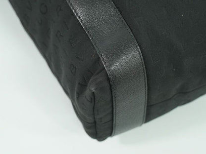 Authentic Bvlgari Logo Mania Shoulder Bag Tote Bag Canvas Black Logo Mania Bag