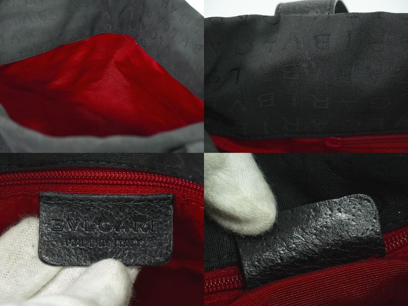 Authentic Bvlgari Logo Mania Shoulder Bag Tote Bag Canvas Black Logo Mania Bag