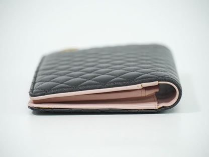 Authentic Chanel Coco Mark Micro Matelasse Long Wallet Long Leather Black Micro