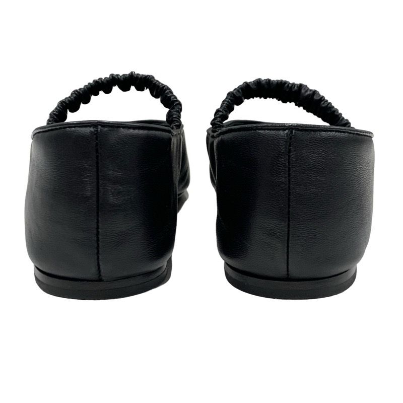 Chanel Flat Shoes Leather Fabric Black Mary Jane Here Mark Ballet Shoes
