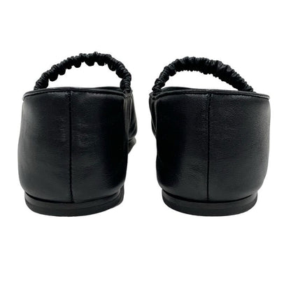 Chanel Flat Shoes Leather Fabric Black Mary Jane Here Mark Ballet Shoes