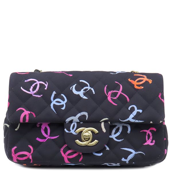 Chanel Shoulder Bag Mini Matelasse 20 Fabric Leather Navy X Multicolor Gold