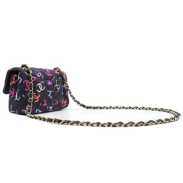 Chanel Shoulder Bag Mini Matelasse 20 Fabric Leather Navy X Multicolor Gold