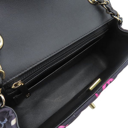 Chanel Shoulder Bag Mini Matelasse 20 Fabric Leather Navy X Multicolor Gold