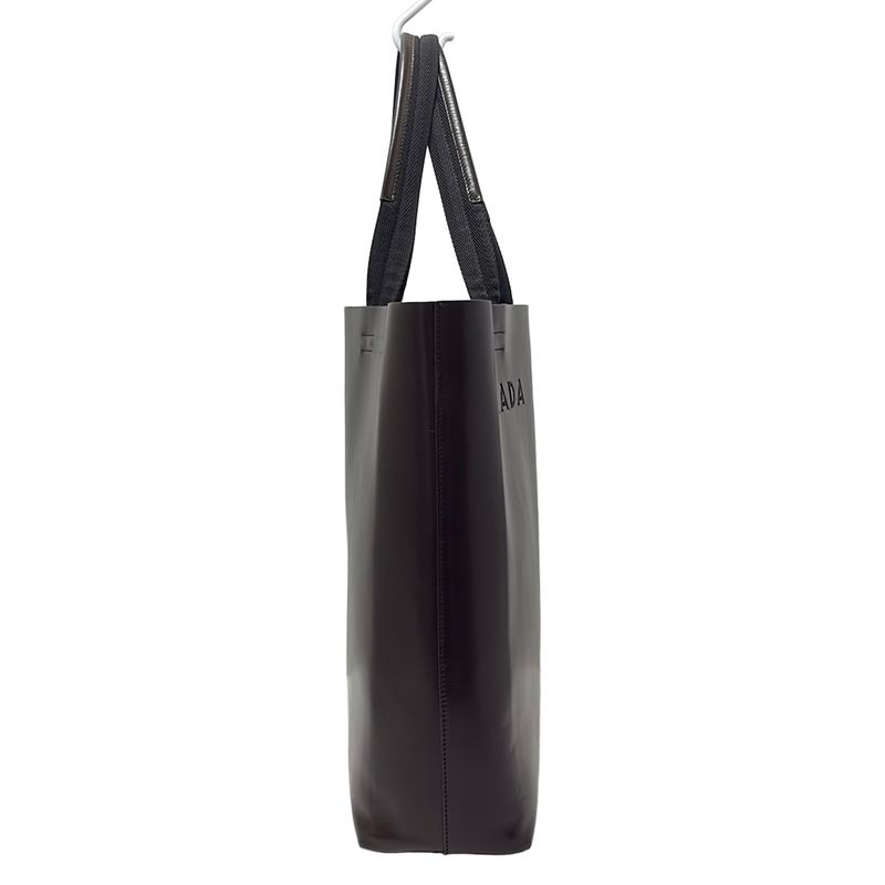 Prada Tote Bag - B9027 Dark Brown Leather Tag Leather