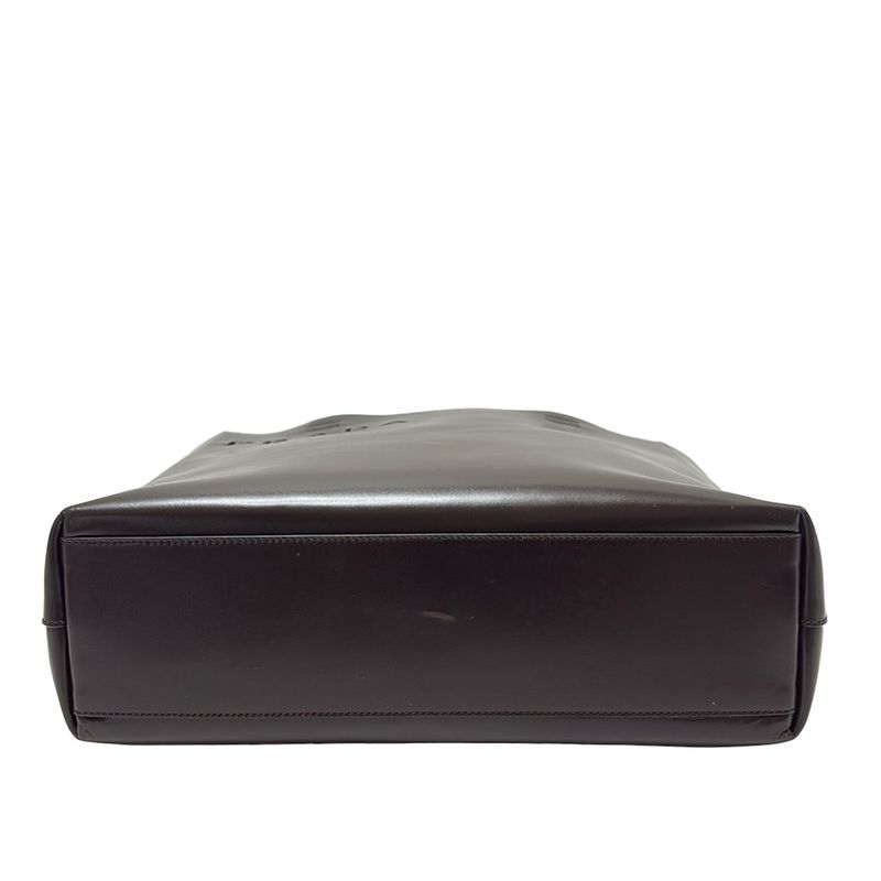 Prada Tote Bag - B9027 Dark Brown Leather Tag Leather