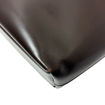 Prada Tote Bag - B9027 Dark Brown Leather Tag Leather
