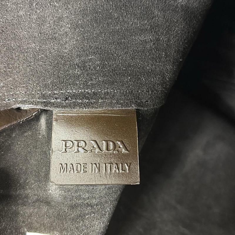 Prada Tote Bag - B9027 Dark Brown Leather Tag Leather