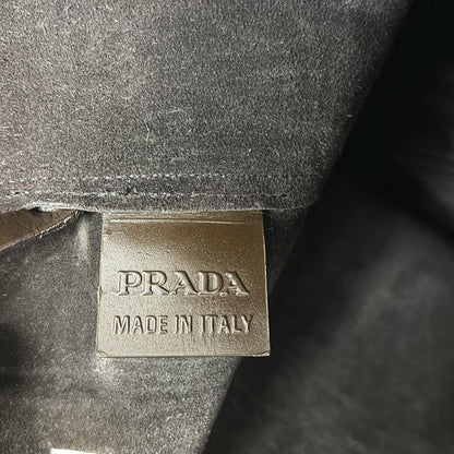 Prada Tote Bag - B9027 Dark Brown Leather Tag Leather