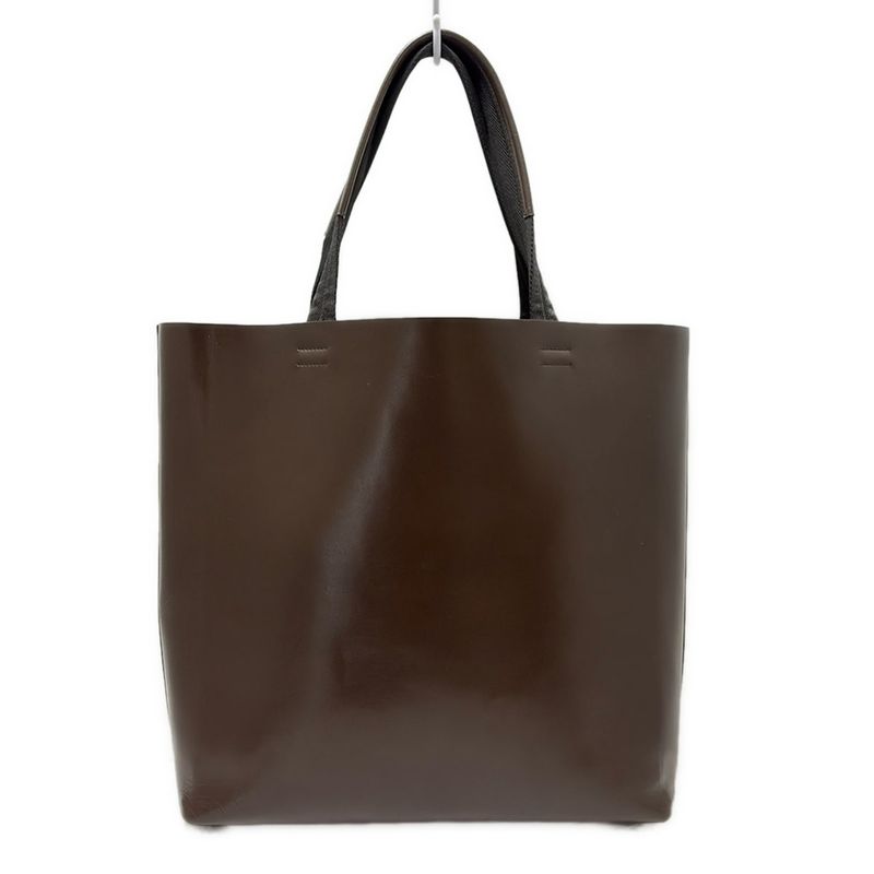 Prada Tote Bag - B9027 Dark Brown Leather Tag Leather