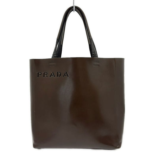 Prada Tote Bag - B9027 Dark Brown Leather Tag Leather
