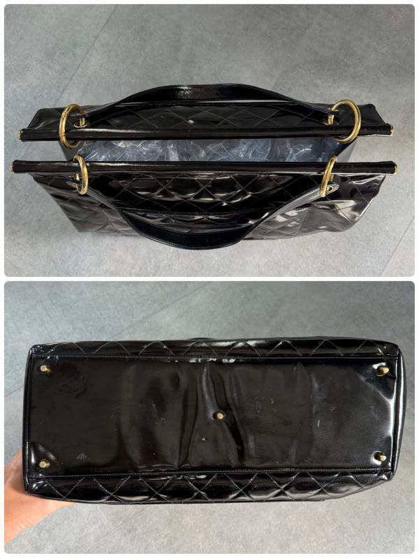 Chanel Matelasse Coco Mark Chain Tote Bag Deca Coco Handbag Patent Leather