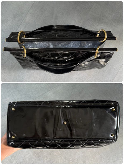 Chanel Matelasse Coco Mark Chain Tote Bag Deca Coco Handbag Patent Leather