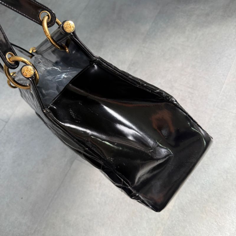 Chanel Matelasse Coco Mark Chain Tote Bag Deca Coco Handbag Patent Leather