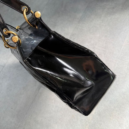 Chanel Matelasse Coco Mark Chain Tote Bag Deca Coco Handbag Patent Leather