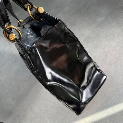 Chanel Matelasse Coco Mark Chain Tote Bag Deca Coco Handbag Patent Leather