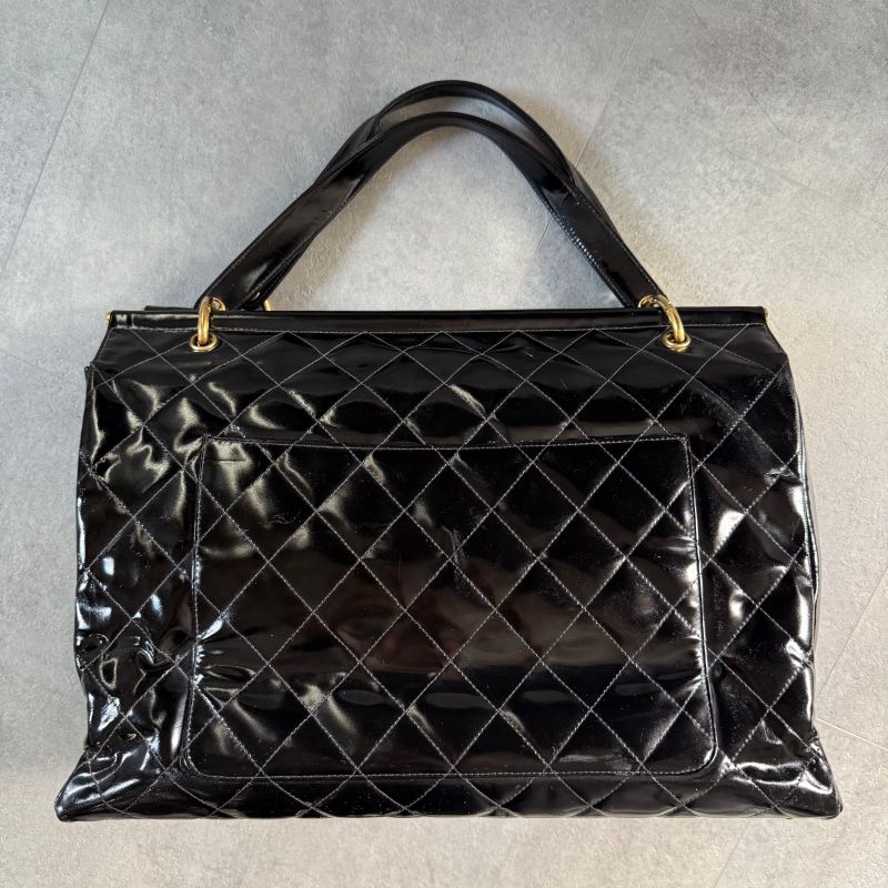 Chanel Matelasse Coco Mark Chain Tote Bag Deca Coco Handbag Patent Leather