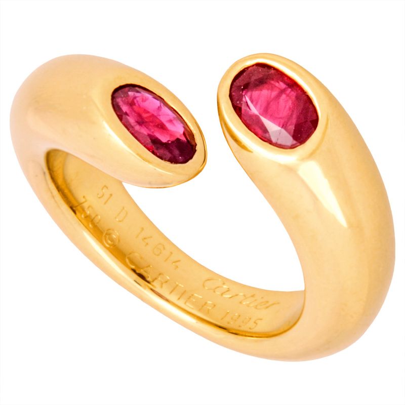 Cartier Ellipse De Ted Ring Ruby #51 18K Yellow Gold 114g Yellow Gold Ladies
