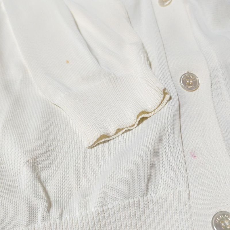 Hermes Cardigan Size 36 S Women - White Long Sleeves Long Length Shell Buttons