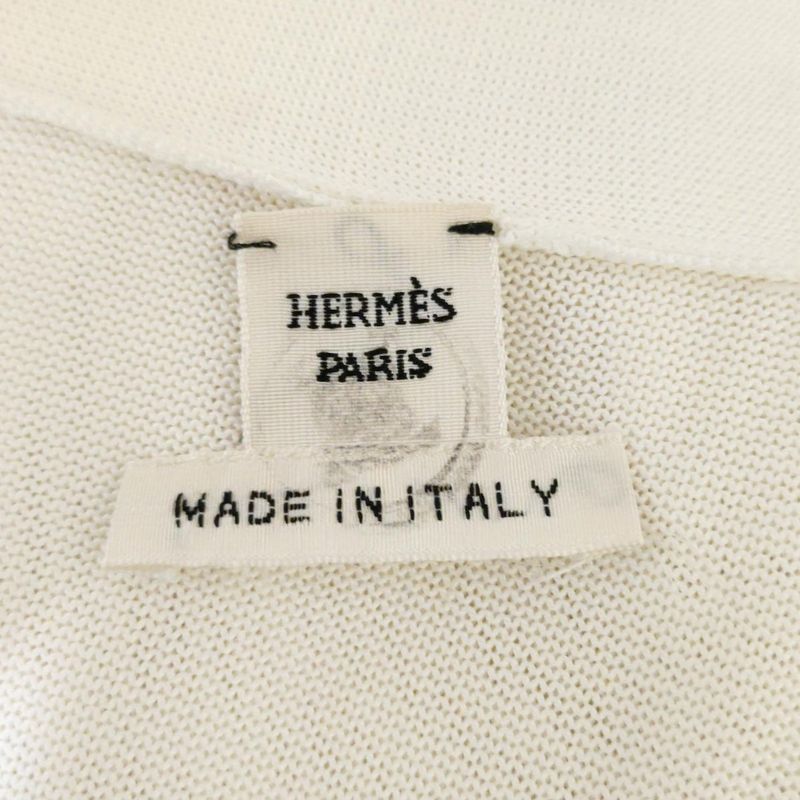 Hermes Cardigan Size 36 S Women - White Long Sleeves Long Length Shell Buttons