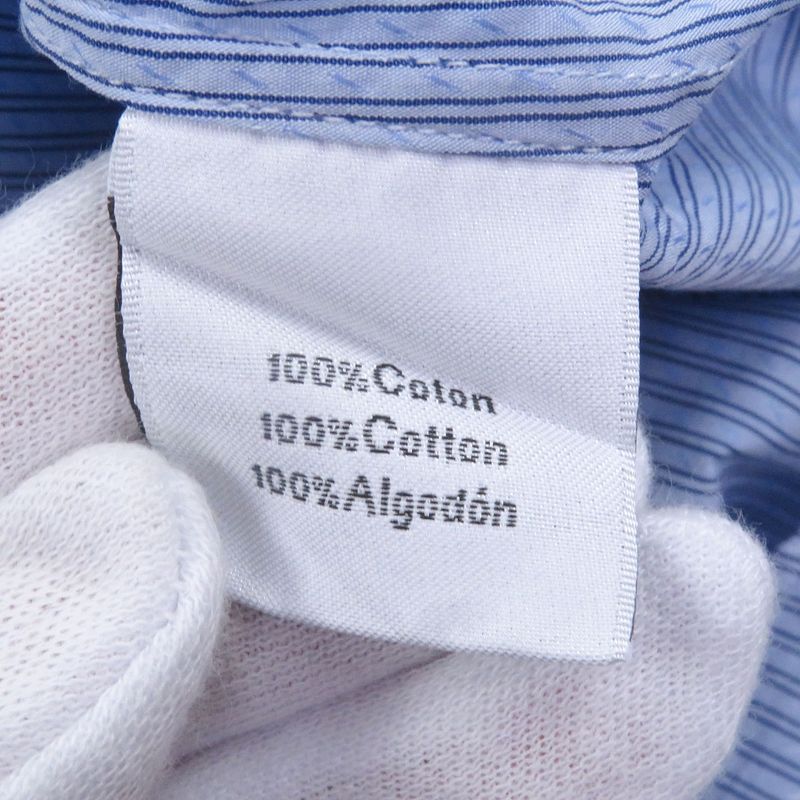 Hermes 100% Cotton Striped Pattern Sleeve Serie Buttons Long Sleeves Long