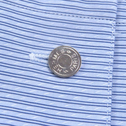 Hermes 100% Cotton Striped Pattern Sleeve Serie Buttons Long Sleeves Long